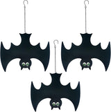 Outdoor Metal Bats, Halloween Decoration, Glow-in-The-Dark Hanging Bats, Silhouette Pendant Outdoors, Halloween Decorative Animals, Set of 3
