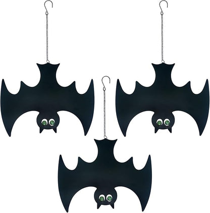 Outdoor Metal Bats, Halloween Decoration, Glow-in-The-Dark Hanging Bats, Silhouette Pendant Outdoors, Halloween Decorative Animals, Set of 3