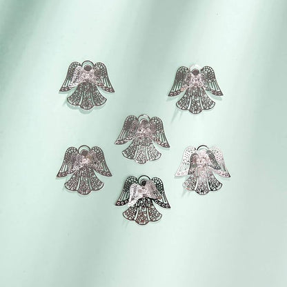 longsheng 10pcs Silver Angel Hanging Suncatcher DIY Metal Parts Hand-Crafts Pendant Ornament Drop