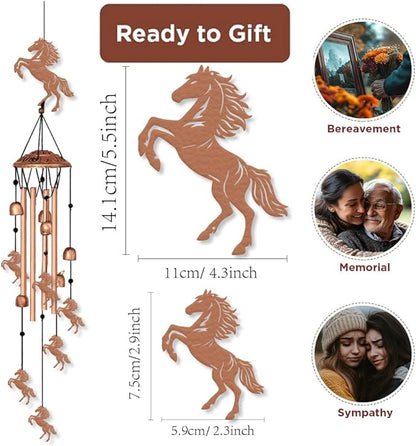 ORIGACH Galloping Horse Wind Chimes Metal Wind Chimes for Outside Gifts for Women Mom Grandma Deep Tone Suitable for Outdoor, Indoor, Balcony, Garden, Courtyard, Porch, 30-Inch Long
