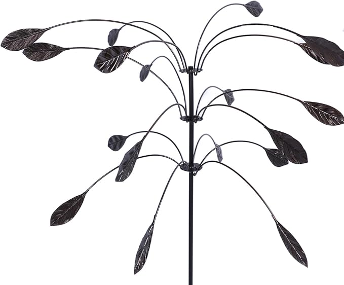 Wind Spinner Kinetic Wind Spinner Falling Foliage Design Wind Sculpture, Rustproof Water Proof Heavy Duty Falling Foliage Kinetic Copper Triple Spinner for Outdoor Garden