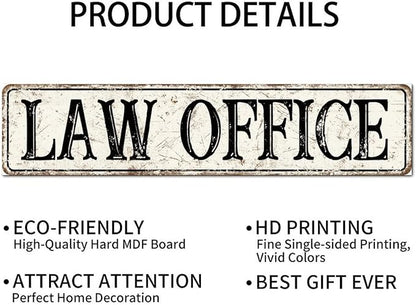 Madcolitote Rustic Law Office Wood Signs Law Office Street Signs Customized Vintage Country Wood Plaque Farmhouse Wall Art Wall Decor for Home Bars Clubs Cafes Man Cave Party 4x18in