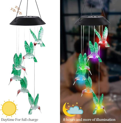 MorTime 2 Pack Wind Chime, Color Changing Mobile LED Solar Wind Chime Outdoor Mobile Hanging Patio Light, Porch, Deck, Garden Decor