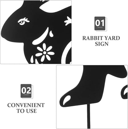 Yardwe Metal Rabbit Garden Stake 10.62X8.46 Inch Outdoor Lawn Ornament Bunny Silhouette Decorative Yard Art for Patio Garden Walkway and Easter Yard Stakes