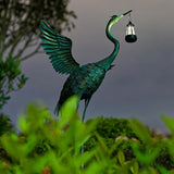 DREAMSOUL Heron Garden Statues 40.5 Inch Tall Crane Bird Statue, Standing Solar Outdoor Statues for Patio Pool Lawn Decoration