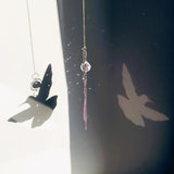 Pink Acrylic Hummingbird Flowers Garden Suncatcher Window Hanging Crystal Prism Rainbow Maker Sun Catcher Ornaments Birthday Christmas Thanksgiving Gifts for Mom Grandma Sister Birds Lovers