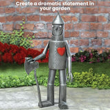 Bits and Pieces - 30.5” Tall Tin Woodsman with a Heart Garden Statue - Yard Decorations - Outdoor Sculptures - Garden Decor - Tin Man Yard Art