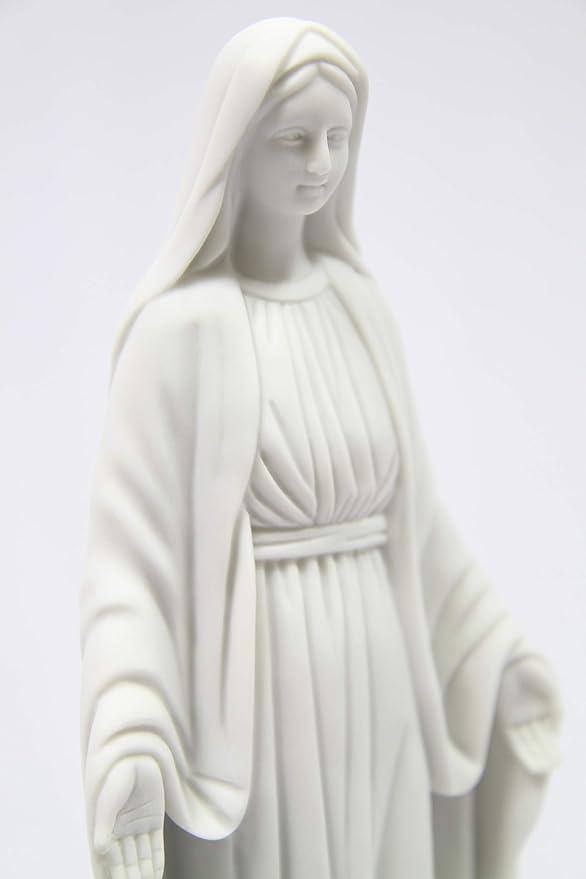 Vittoria Collection 12" Our Lady of Grace Virgin Mary Madonna Blessed Mother Religious Catholic Italian White Statue Sculpture Figurine Figure Made in Italy Indoor Outdoor Garden