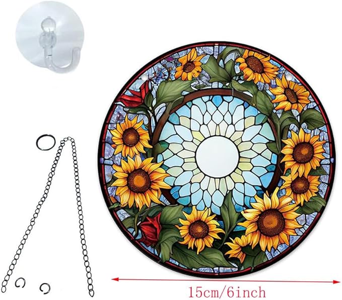 5.9'' Sunflower Acrylic Window Hanging Flower Indoor Decor Stained Panel Hangings Wall Art Decor Gift for Daughter,Mom,Grandma (Style D)