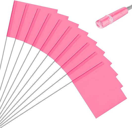 M METERXITY 10-Pack Blank Marking Flags, 15x5.1x4 Inch Waterproof Yard Flags Marking for Lawn/Garden/Irrigation/Landscape/Sprinkler/Survey/Dog Training/DIY [Pink]
