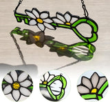 Key Decor Stained Glass Suncatcher White Flower Ornament,Artificial Floral Glass Suncatcher,Stained Glass Window Hanging Daisy Flower Gift for Women Mom Grandma