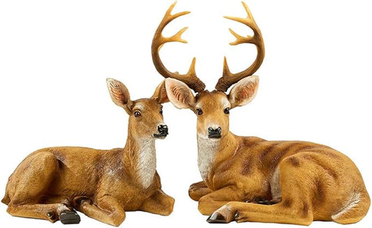 XTAPAN Doe & Buck Statue Figurines Deer Animal Sculpture Gift Home Decor,Office or Outdoor Garden Statue Woodland Decoration
