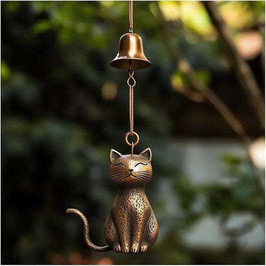 Cat Wind Chime 2025 New Unique Cat Garden Decor Outdoor Cat Statue Themed Gifts Wind Chimes for Cat Lovers Women Hanging Memorial Ornaments Windchimes Bell Outside Yard Home Porch Decorations (D1)