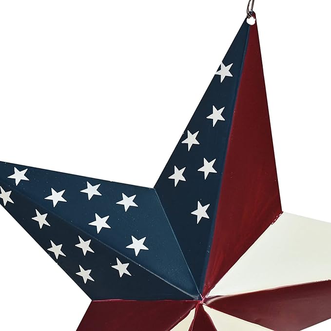 Metal Barn Star Yard Sign Patriotic Garden Stakes Hanging Star Ornament with Stake Outdoor 4th of July Lawn Decoration Party Supplies USA Flag Decor for Independence Day Memorial Day
