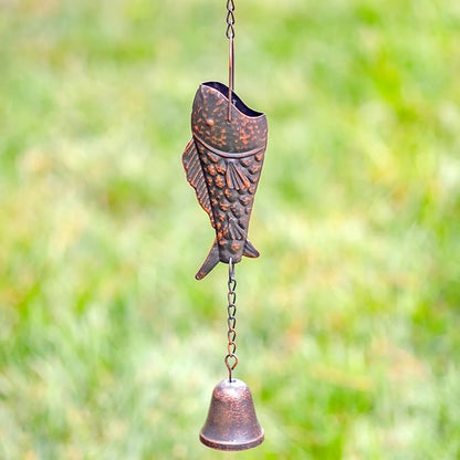 Zaer Ltd. Ornate Hanging Rain Chains (Bronze Finish, Rainbow Trout Fish)