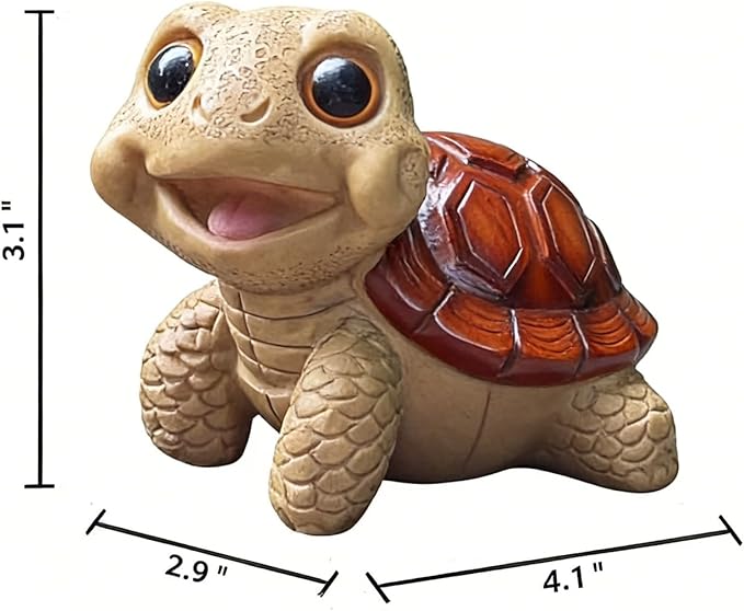 Whimsical Turtle Garden Statue – Outdoor Decor for Yard, Patio, Backyard & Balcony, Fairy Garden Accessories & Ornament, Ideal Birthday for Women, Mom, Men(red)