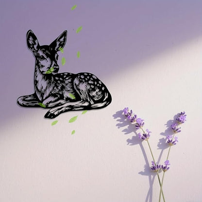 Deer Metal Wall Art - Rustproof Iron Garden Fence Decor, Cartoon-Style Animal Mural, Christmas & Outdoor Home Decoration, for Nature Collectors & Animal Decor Enthusiasts(30cm/11.81in)