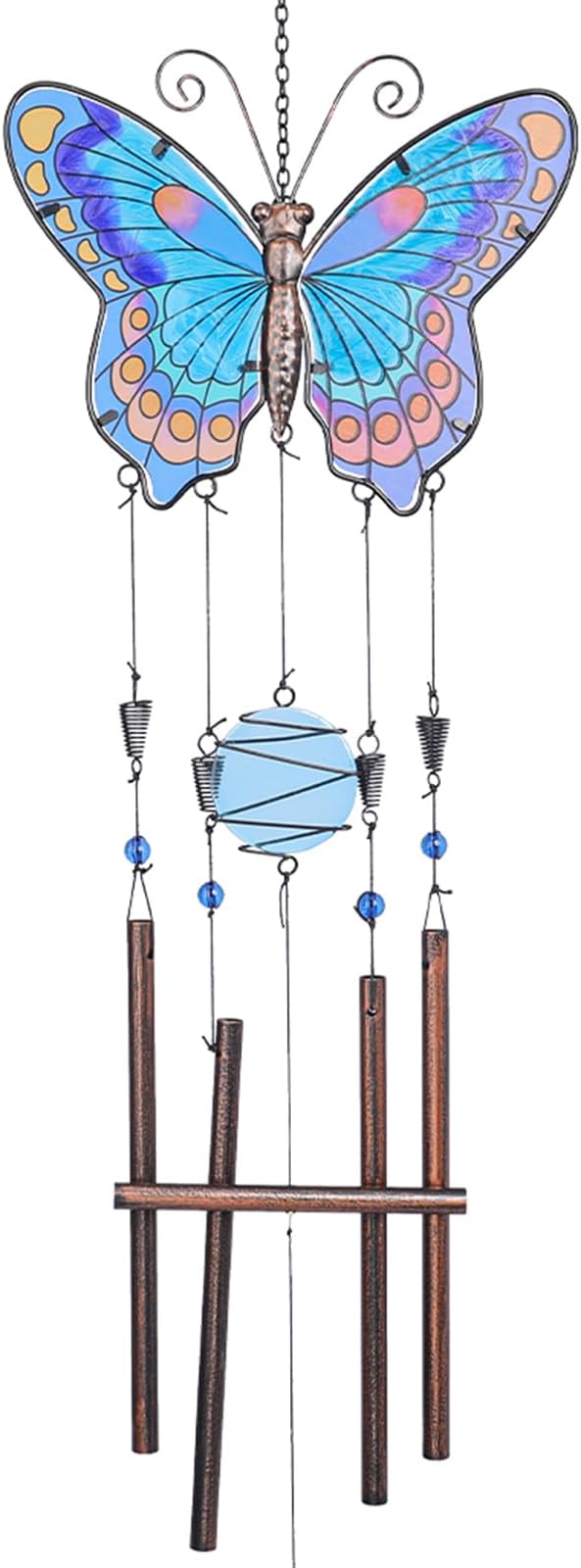 Taman Wind Chimes, 40" Butterfly Glass Wind Chime Colourful Wings Decorative Valentine's Day Gift Memorial Sympathy Gift Mom for Home, Outdoor, Yard, Patio,Garden Decor