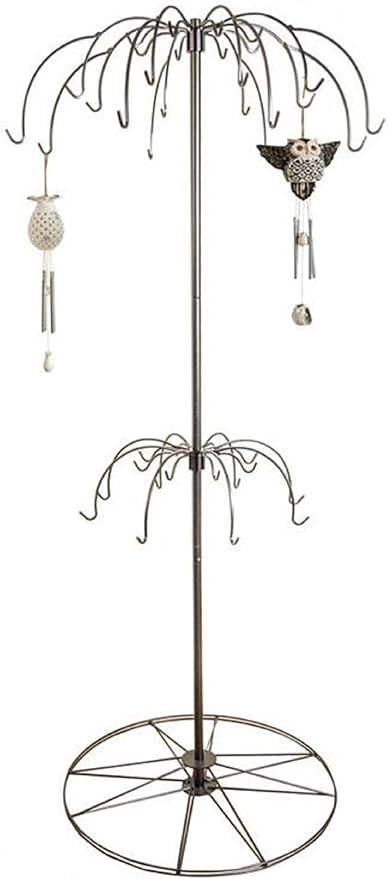 CC Home Furnishings Metalic Silver Antique Style Wind chime Rack Decor 30" x 30" x 78"