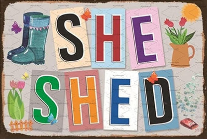 She Shed Sign She Shed Entryway Decor Vintage Decor Home Garden Patio Wall Decoration Woman Cave Sign 12x8 Inch