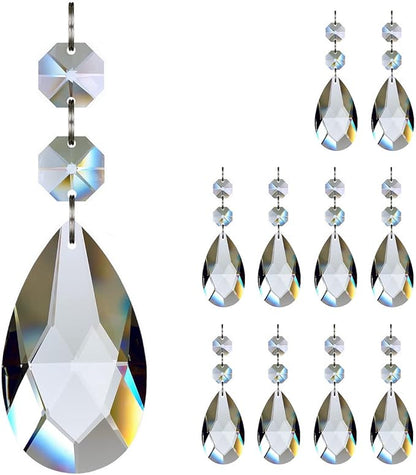 10pcs 63mm Teardrop Chandelier Crystals, Clear Crystal Chandelier Prisms Pendants Parts Beads, Hanging Decoration for Wedding Party