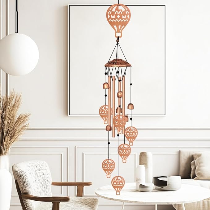 Wind Chimes for Outside, Melodious Melodic Tones Hot Air Balloon Style Windchimes Suitable for Outdoor Garden Patio Porch Decor, 33“ Metal Memorial Wind Chimes Friendship Gifts for Women
