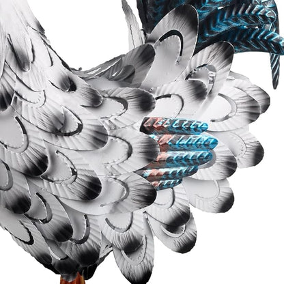 Metal Rooster Statue Garden Chicken Sculpture Decoration Metal Yard Art for Yard Outdoor Indoor Decoration (#D)