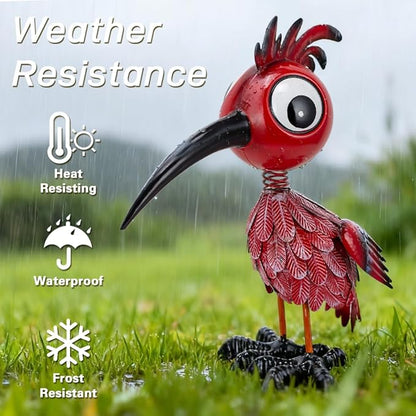 Metal Large Garden Statue,16.5" Red Bird Statues and Sculptures for Outdoor Decor,Metal Yard Art Lawn Ornaments for Patio Backyard Decoration
