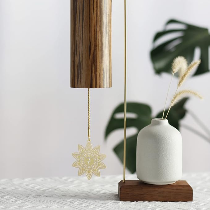 Chakra Chimes Natural Bamboo Wind Chimes Meditation Chord Windchime Wind Bell for Home Decoration Zen Mindfulness Solar Plexus Chakra