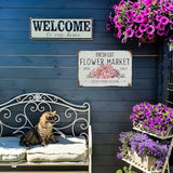 YOYI ART Fresh Cut Flowers Sign - Vintage Farmers Market Decor, Flower Shop Metal Tin Sign for Garden, Home, Cave Garage Bar Art Plaque Wall Decoration, 12 x 8 inch