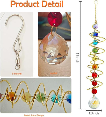 Rainbow Crystal Suncatcher, Spinners Crystal Wind Chimes, Suncatchers for Windows Hanging, Wind Chimes Indoor Gifts for Women
