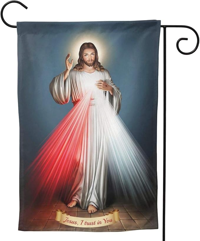 Divine Mercy Garden Flag Double Sided Vertical Divine Mercy House Flags Yard Signs Outdoor Decor 28"X40"
