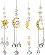 4Pieces Sun Catcher, Crystals Decor,Colorful Crystal Suncatcher with Chain Pendant Ornaments Hanging Crystals Prism for Window Christmas Day Party Wedding Decoration House Decor Garden Decor.