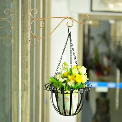 Plant Hanger Hanging Basket Hooks, Metal Plant Wall Hanger Outdoor Indoor Decor for Hanging Bird Feeders, Lanterns, Wind Chimes