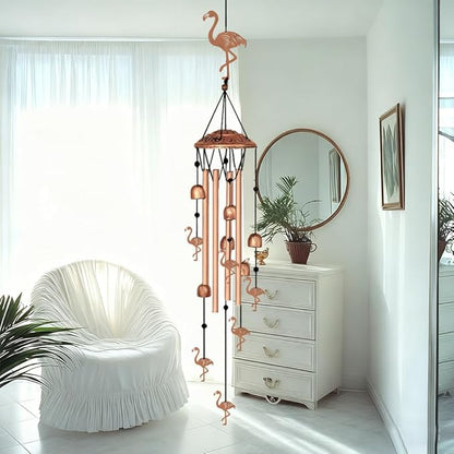 INFUNLY Flamingo Wind Chimes for Outside Flamingos Metal Wind Chime Aluminum Windchime Tubes Animals Memorial Wind-Bell Music Windchimes with Bells for Yard Garden Decor Housewarming Birthday Gift