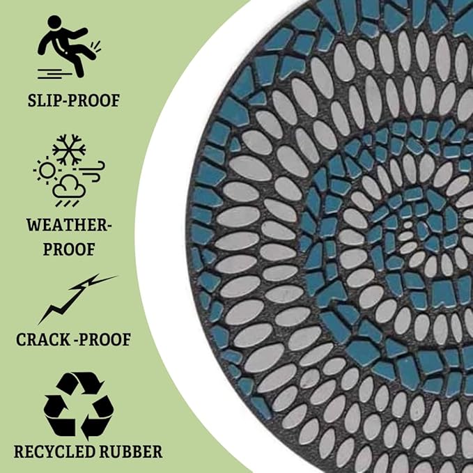 Gardener's Supply Company Recycled Rubber Swirl Stepping Stone for Garden Walkway | Outdoor Patio Décor & Lawn Pathway Landscaping | 12" Diameter x .75" H