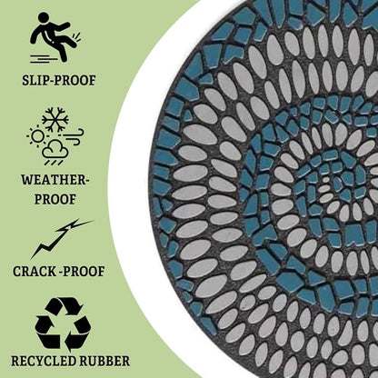 Gardener's Supply Company Recycled Rubber Swirl Stepping Stone for Garden Walkway | Outdoor Patio Décor & Lawn Pathway Landscaping | 12" Diameter x .75" H
