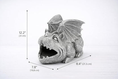 Elenon Gargoyle Decorative Gutter Downspout Extension Statue, Gutter Guardian Rain Downspout Extender, Garden Splash Block Outdoor Sculpture for 3" × 4" Down Spouts Decor
