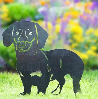 Dog Style Metal Puppy Silhouette Garden Statues French Bulldog/Doberman Pinscher Backyard Lawn Stakes, Festival Decorations & Yard Decor Iron Art (Z)
