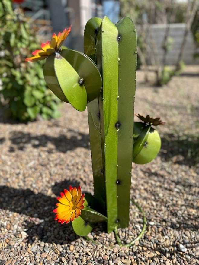 Metal Saguaro Cactus - Garden Art (Olive)