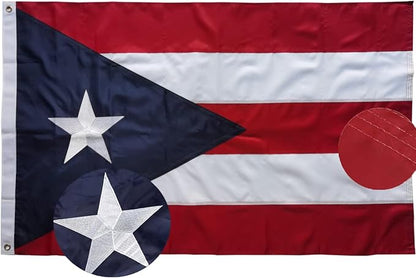 Puerto Rico Puerto Rican Flag 3x5 FT for Outside - Heavy Duty Nylony Puerto Rican National Flags with Embroidered Stars & Sewn Stripes, Brass Grommets - Vibrant Outdoor PR Flags for All Weather
