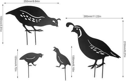 Metal Quail Family Yard Decor Innovative Iron Art Hand Crafted Quail Stake Statue for Garden Yard Outdoor
