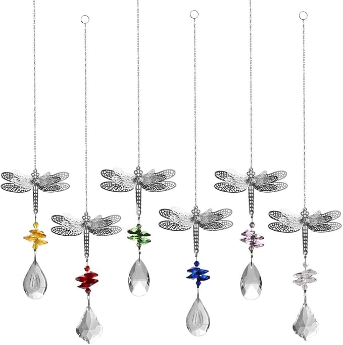 WEISIPU Crystal Suncatcher Prism - Dragonfly Suncatchers for Windows Hanging Rainbow Maker for Windows, Christmas Tree Decor, Gifts (Pink)