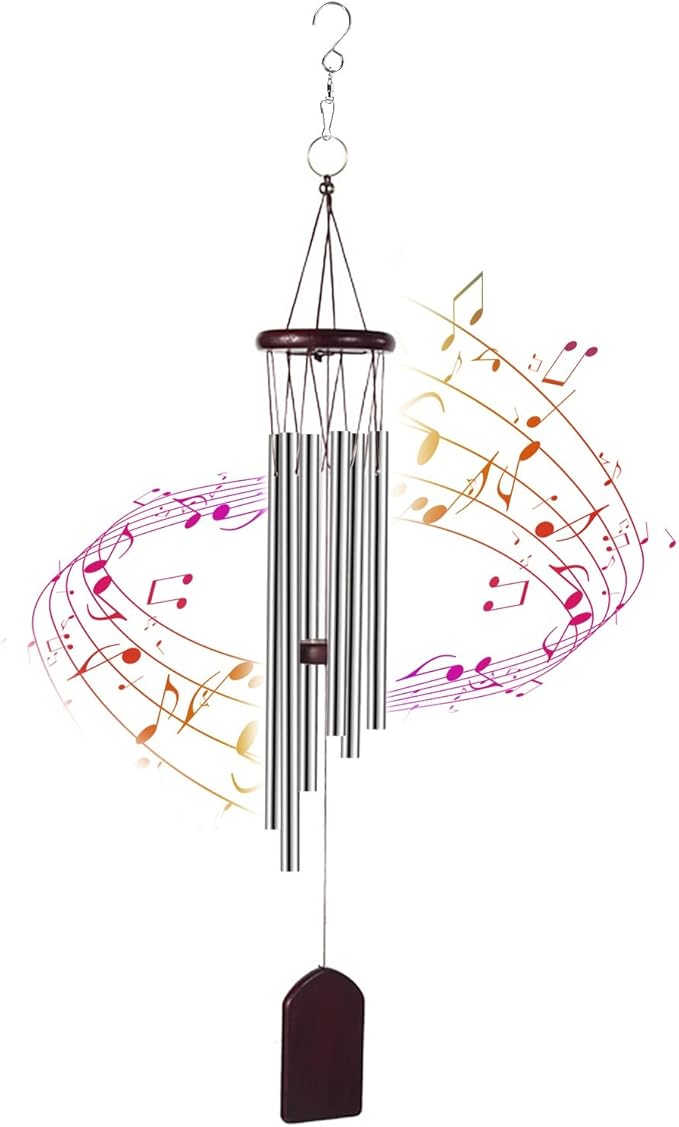 Wind Chimes for Outside, Memorial Wind Chimes with Soothing Melodic Tones, Sympathy Wind Chimes with 6 Tuned Tubes, Great as a Gift or for Your Own Porch, Garden, Backyard, and Home, 29 Inch