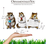 OrnamentallyYou Spring & Summer-Themed Garden Statues – Adorable Outdoor Decor for Lawn, Patio & Porch (Whimsical Chipmunk Trio Set of Three Figurines, 5" Cute Desk Decor and Garden Statues)