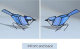 Lolitarcrafts Blue Jay Stained Glass Suncatcher for Pot Plant Decoration - Unique Planter Decor, Home Office Plant Decoration