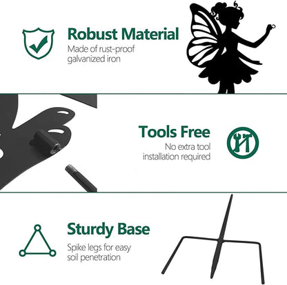 Solar Garden Angel Stakes - Metal Angel Holding Solar Lantern Decorative Garden Animal Silhouette Stakes