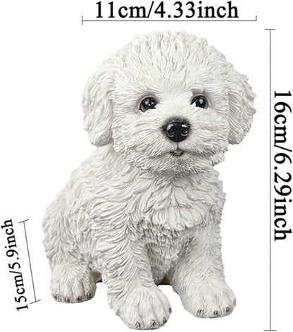Bichon Frise & Maltese Dog Statue Outdoor - Resin Garden Decor for Pet Lovers, 5.9x4.3x6.3 Inch Weatherproof Figurines, Yard Ornament & Gift for Dog Owners