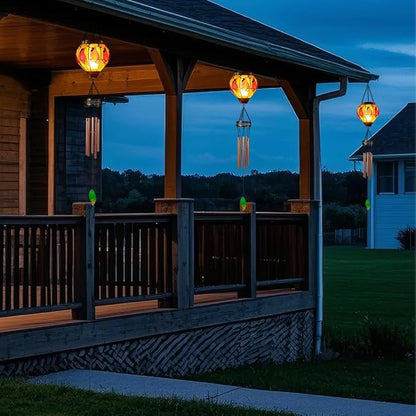Starsoul Solar Wind Chimes for Outside, Cardinal Hot Air Balloon with Flickering Flame Solar Wind Chime, Glass Windchimes Outdoors Garden Decor, Gift for Mother's Day Mom Grandma