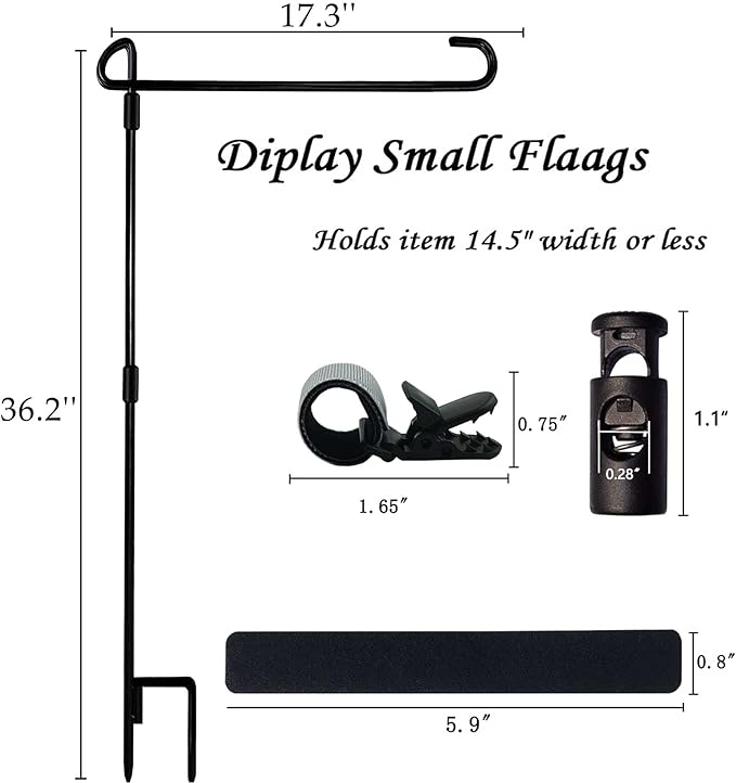 Garden Flag Stand-Holder-Pole with Flag Stopper and Clip Waterproof Powder-Coated Paint for House Flags,Decorative Yard Seasonal Flags